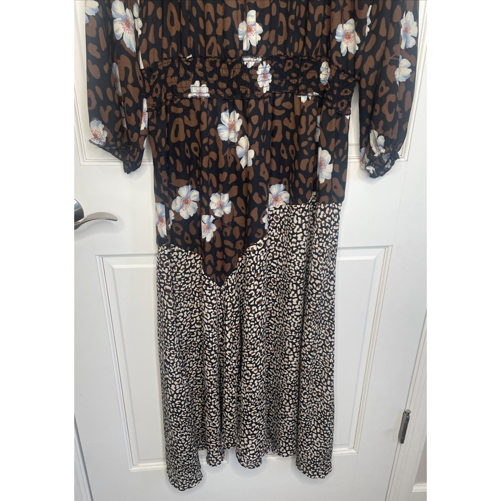 Figueroa & Flower Women's Boho Maxi Dress Sz XL Floral Animal Asymmetrical Hem - Picture 11 of 15